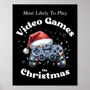 Poster Plus susceptible de jouer aux jeux vidéo à Noël -