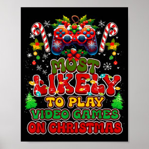 Poster Plus susceptible de jouer aux jeux vidéo à Noël dr