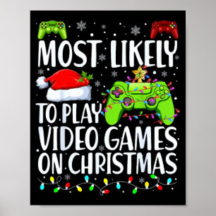 Poster Plus susceptible de jouer aux jeux vidéo à Noël Xm
