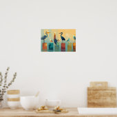 Poster Plusieurs oiseaux de mer perchés sur des pieux (Cuisine)