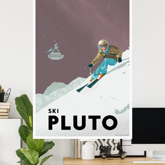 Poster Pluto à ski - Grand format (Bureau à domicile)