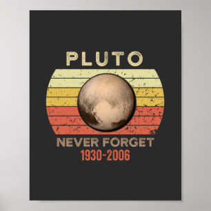 Poster pluto jamais oublier, eris, lune, astronomie, astr