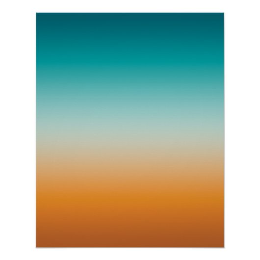 Poster Plutôt Ombre Sunny Orange & Turquoise Blue Gradien (Devant)