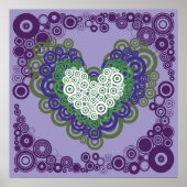 Poster Plutôt violet vert Coeurs et cercles Motif (Devant)