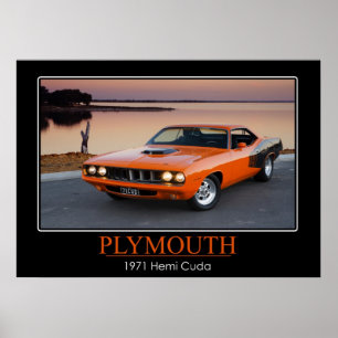 Poster Plymouth 1971 Hemi Cuda - voiture de muscle