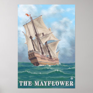 Poster Plymouth, MassachusettsView of the Mayflower