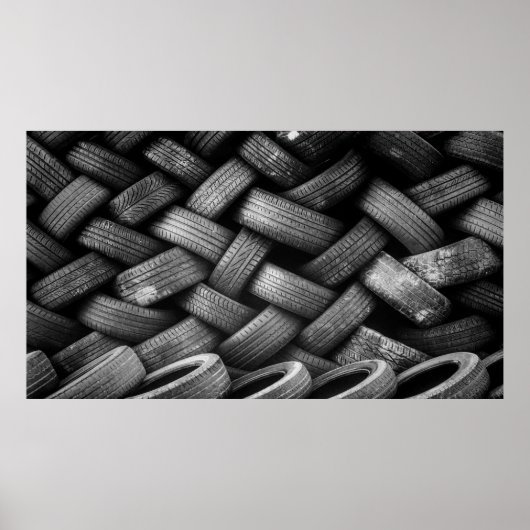 Poster Pneus en caoutchouc empilé utilisé (Devant)