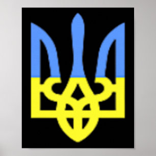 Poster Poche Drapeau Ukrainien Bleu Et Jaune Herbe D'Ukra