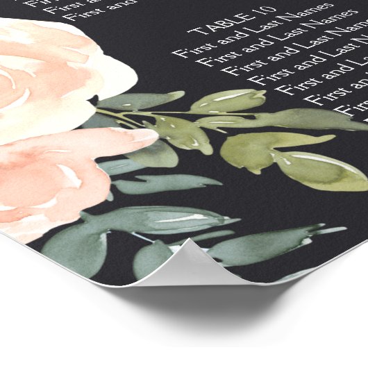 Poster Poche Green Navy Pastel Mariage Carte de siège (Coin)