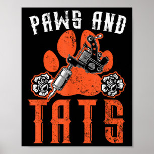 Poster Poches Et Tats Encaissant Tatoueur Tatouant Chien