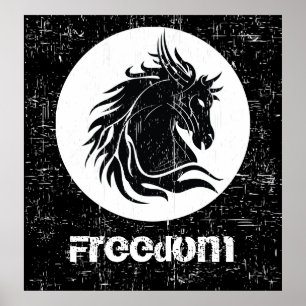 Poster Pochette de motivation de la tête de cheval blanch