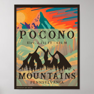 Poster Pocono Mountains Pennsylvanie - Souvenirs rétro