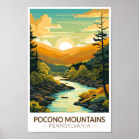 Pocono Mountains Pennsylvanie Travel Art Vintage