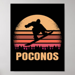 Poster Poconos Pennsylvania Snowboard Vintage extérieur