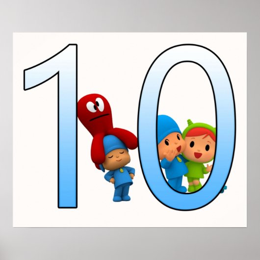 Poster Pocoyo drôle anniversaire de enfant 10ème garçon e (Devant)