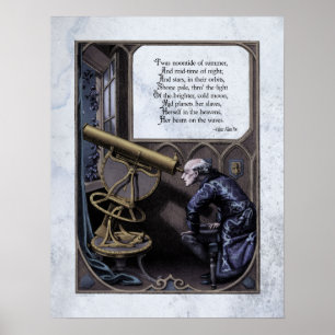 Poster Poe "Evening Star" Steampunk Art victorien 17x22