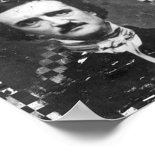 Poster Poe Grunge noir et blanc (Coin)