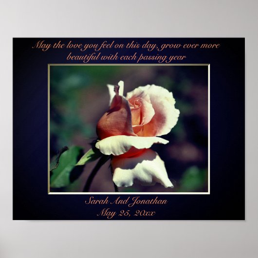 Poster Poeach Rosebud Cadeau Mariage personnalisé (Devant)