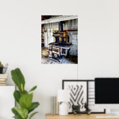 Poster Poêle à charbon en cuisine (Bureau à domicile)