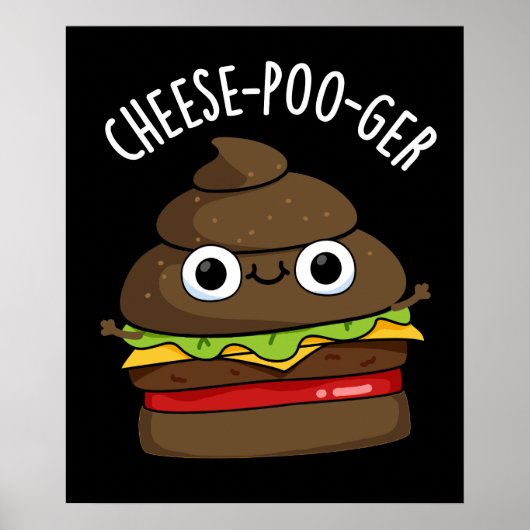Poster Poêle à fromage Funny Poop Pun à crosse foncé BG (Devant)
