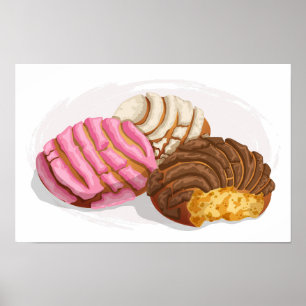Poster Poêle de Conchas aromatisé rose Dulce, chocolat et