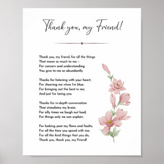 Poster Poème d'ami, Véritable citation cadeau de meilleur