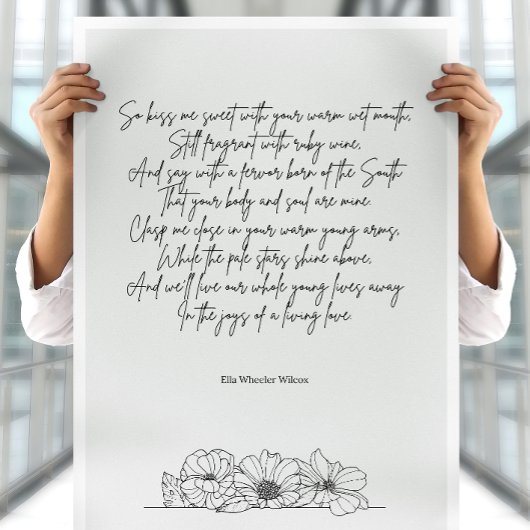 Poster Poème d'amour romantique d'Ella Wheeler Wilcox