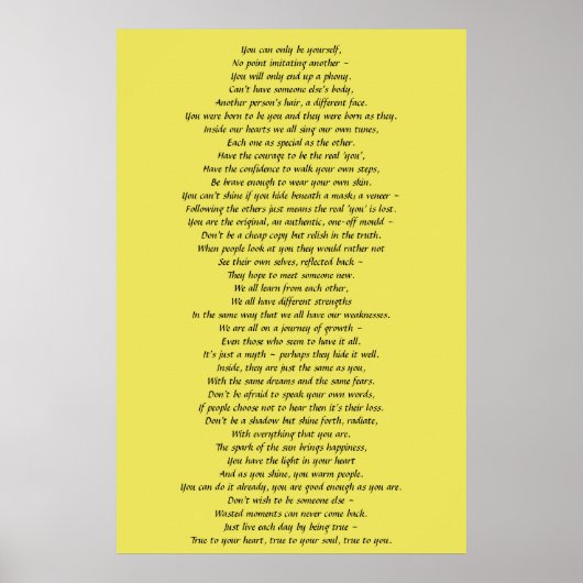 Poster Poème d'art mural pour encourager l'estime de soi (Devant)
