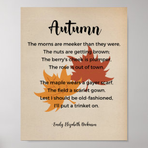 Poster Poème d'automne d'Emily Elizabeth Dickinson Vintag