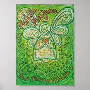Poster Poème de cancer Peinture Angel Vert Poème Poème Im