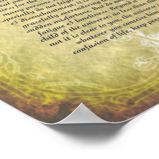 Poster Poème de Desiderata par Max Ehrmann (Coin)