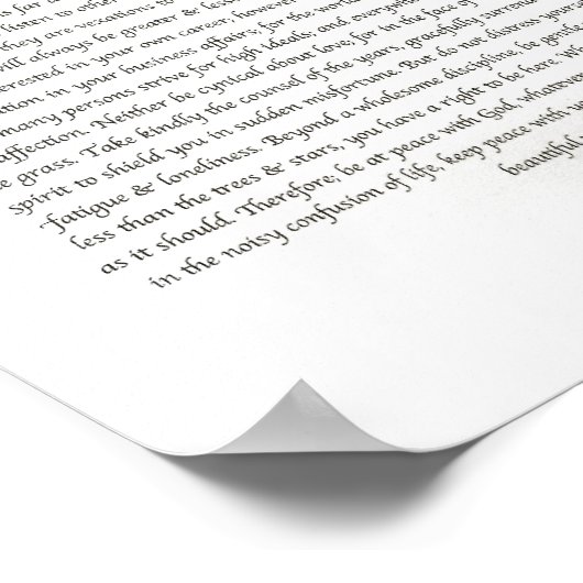 Poster Poème de Desiderata par Max Ehrmann (Coin)