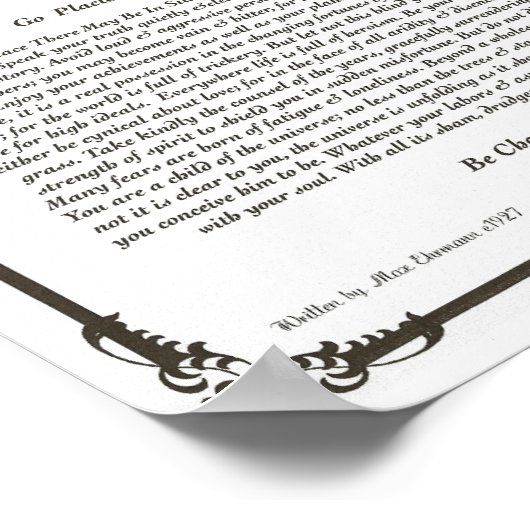 Poster Poème de Desiderata par Max Ehrmann (Coin)