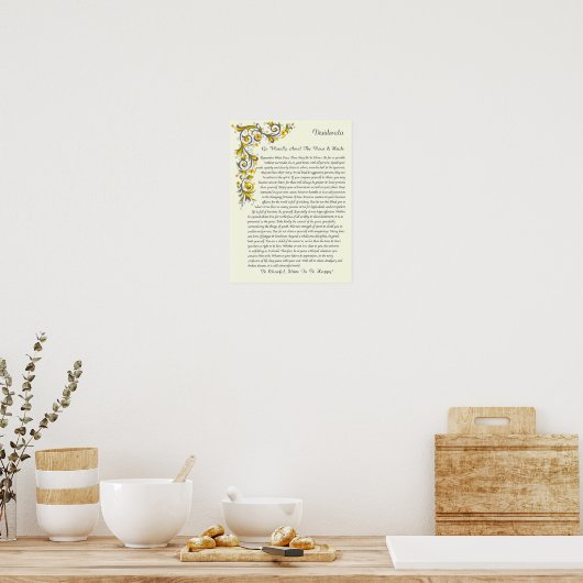 Poster Poème de Desiderata par Max Ehrmann (Cuisine)