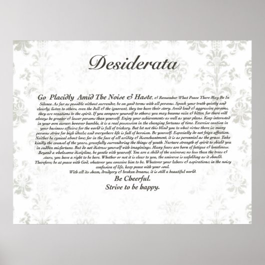 Poster Poème de Desiderata sur fond d'écran d'antiquité (Devant)