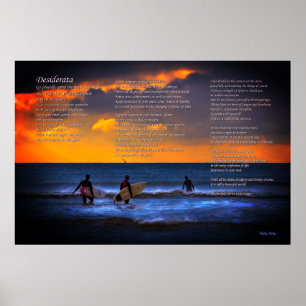 Poster Poème de Desiderata sur le surf à l'affiche Sundow