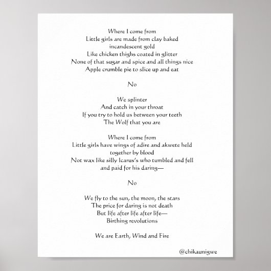 Poster poème de motivation pour les filles (Devant)