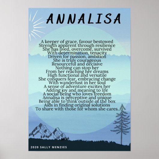 Poster Poème de nom "Annalisa" (Devant)