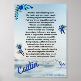 Poster Poème de nom "Caitlin"