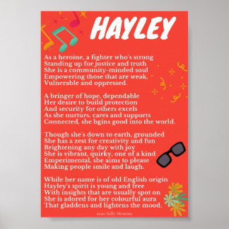 Poster Poème de nom "Hayley"