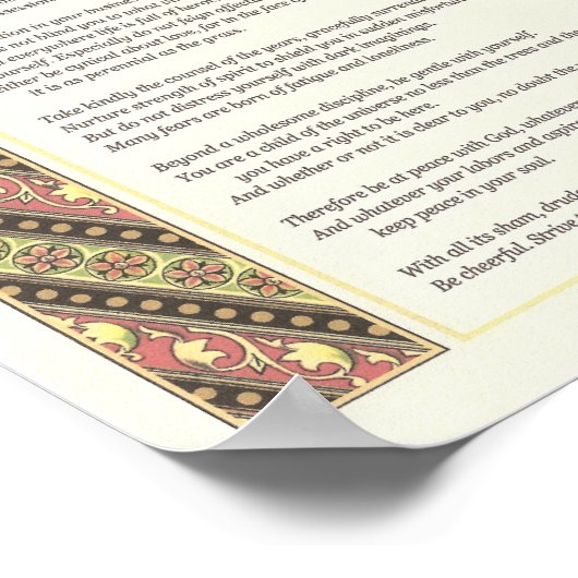 Poster Poème Desiderata (Coin)