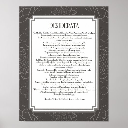 Poster Poème Desiderata (Devant)