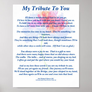 Poster Poème : Hommage à un animal de compagnie décédé Af