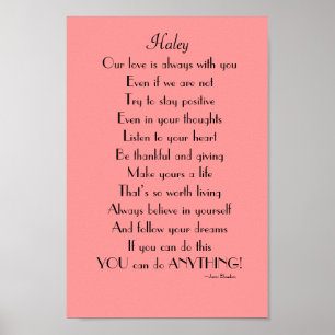 Poster Poème inspirant de la fille des parents