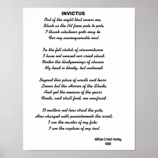 Poster poème INVICTUS (Devant)