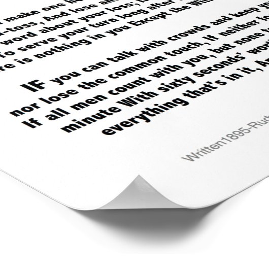 Poster Poème motivationnel IF par Rudyard Kipling (Coin)