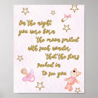 Poster Poème pour la crèche ou la chambre d'une petite fi