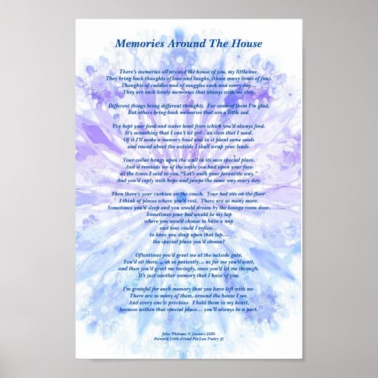 Poster Poème : Souvenirs Spéciaux D'un Animal De Compagni (Devant)