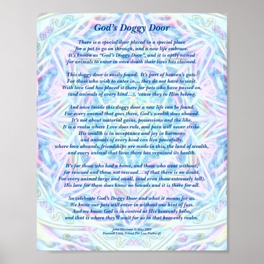 Poster Poème : Souvenirs Spéciaux D'Un Animal De Compagni (Devant)