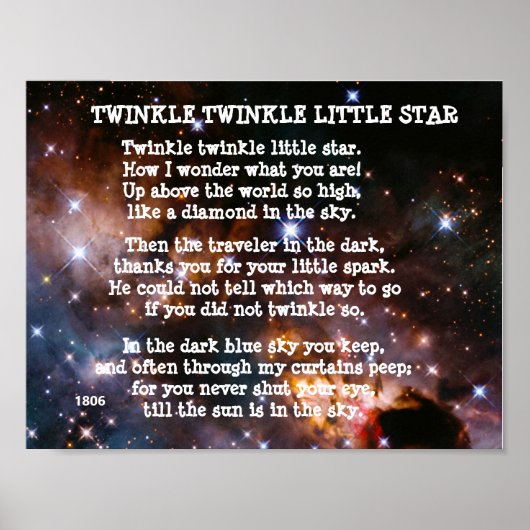 Poster poème TWINKLE TWINKLE LITTLE STAR (Devant)